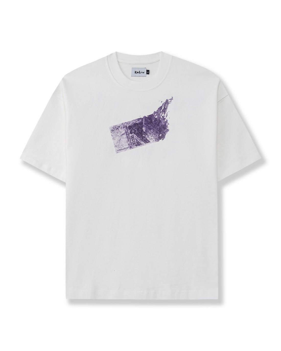 T-shirt oversize blanc - Nouvelle ère, print violet devant